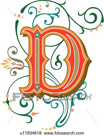 Tuscani Capital D View Large Clip Art Graphic Clip Art - Tuscani Capital D. Fotosearch