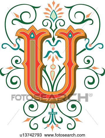 Tuscani Capital U View Large Clip Art Graphic Clipart - Tuscani Capital U. Fotosearch