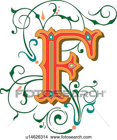 Clipart - Tuscani letter F. Fotosearch