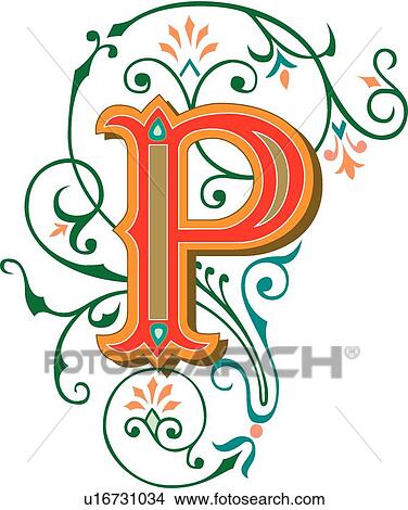 Clipart - Tuscani letter P. Fotosearch