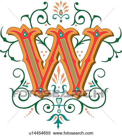 Clipart - Tuscani letter W. Fotosearch