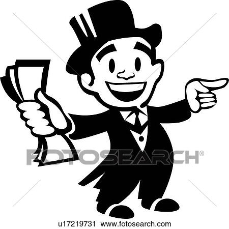 Clipart - Tuxedo man with money . Fotosearch