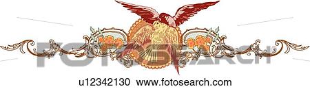 Clipart - Two Birds on a Decorative Header. Fotosearch