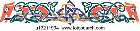 Two dog Celtic Design Ornament View Large Clip Art Graphic Clipart - Two dog Celtic Design Ornament. Fotosearch