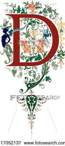 Clip Art of Fancy letter D u17052137 - Search Clipart, Illustration ...