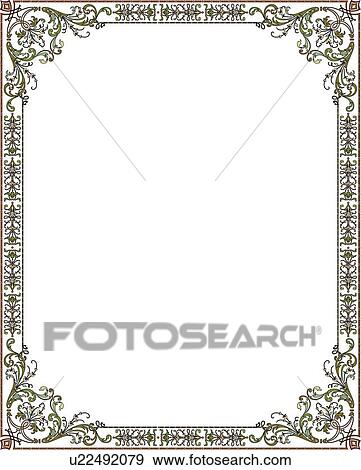 Clip Art of Brown and Green Border with Decorative Corners u22492079 ...