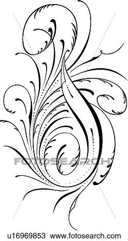 Clipart - Vertical Calligraphic Design. Fotosearch