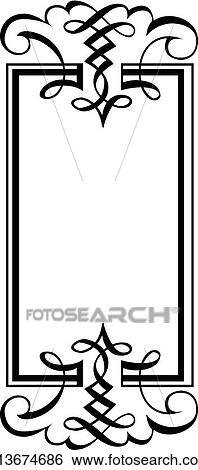 Vertical Calligraphic Design Frame View Large Clip Art Graphic Clip Art - Vertical Calligraphic Design Frame. Fotosearch
