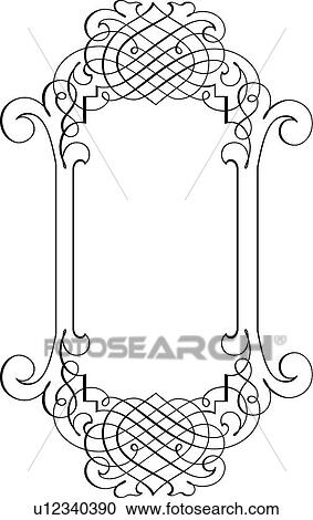 Vertical Calligraphic Design Frame View Large Clip Art Graphic Clipart - Vertical Calligraphic Design Frame. Fotosearch