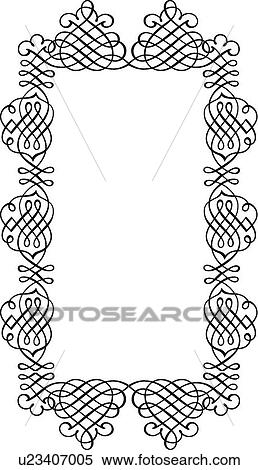 Clipart - Vertical Calligraphic Design Frame. Fotosearch