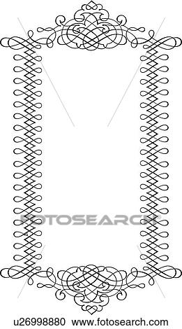 Clipart - Vertical Calligraphic Design Frame. Fotosearch