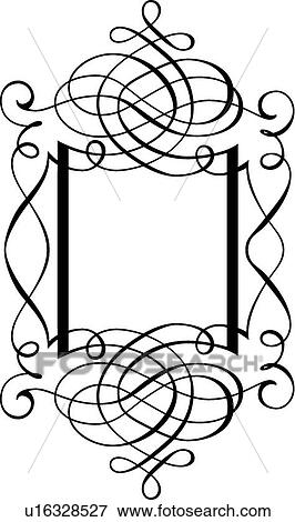 Clip Art - Vertical Calligraphic Designed frame. Fotosearch
