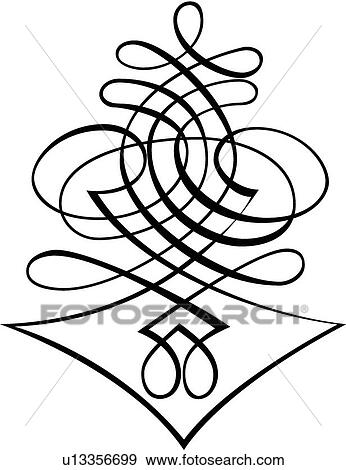 Clip Art - Vertical Crisscross Calligraphic Design . Fotosearch