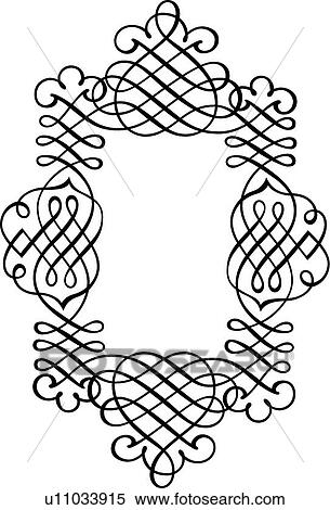 Clipart - Vertical crisscrossed Calligraphic Designed frame. Fotosearch
