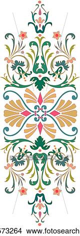 Vertical Floral Design Ornament View Large Clip Art Graphic Clipart - Vertical Floral Design Ornament. Fotosearch