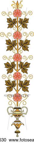 Vertical Floral Printer Ornaments View Large Clip Art Graphic Clipart - Vertical Floral Printer Ornaments. Fotosearch