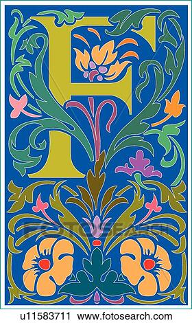 Clipart - Victorianna Capital F. Fotosearch