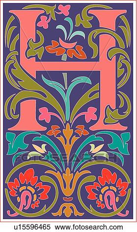Clipart - Victorianna Capital H. Fotosearch