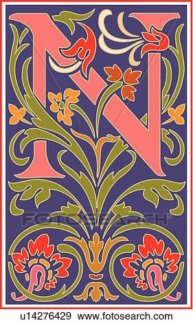 Victorianna Capital N View Large Clip Art Graphic Clip Art - Victorianna Capital N. Fotosearch