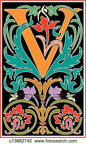 Victorianna Capital V View Large Clip Art Graphic Clipart - Victorianna Capital V. Fotosearch