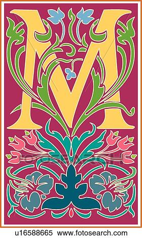 Victorianna letter M View Large Clip Art Graphic Clipart - Victorianna letter M. Fotosearch