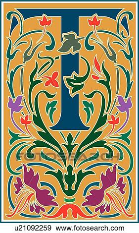 Clip Art - Victorianna letter T. Fotosearch