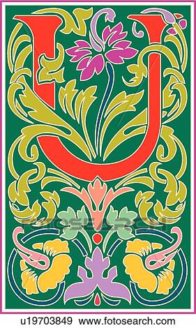 Victorianna letter U View Large Clip Art Graphic Clip Art - Victorianna letter U. Fotosearch