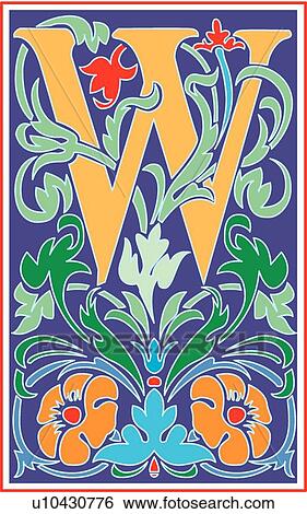 Victorianna letter W View Large Clip Art Graphic Clip Art - Victorianna letter W. Fotosearch