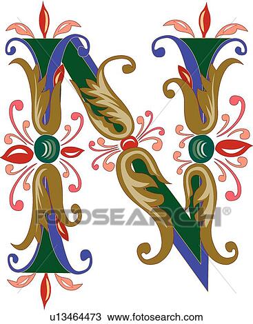 Vincente letter N View Large Clip Art Graphic Clipart - Vincente letter N. Fotosearch