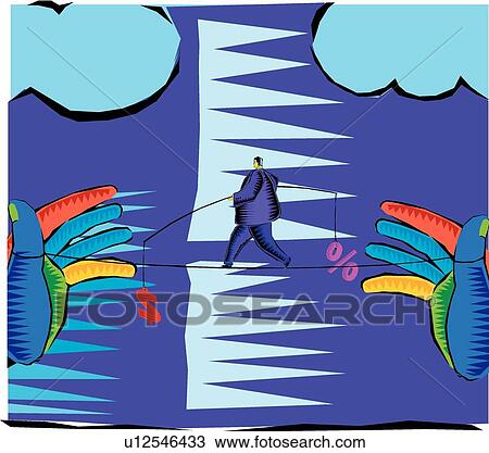 Clipart - Walking the tight rope. Fotosearch