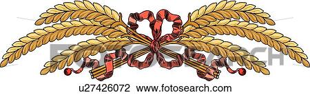 Wheat with ribbon Design Ornament View Large Clip Art Graphic Clipart - Wheat with ribbon Design Ornament. Fotosearch