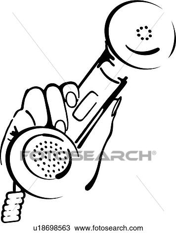 Clipart - Woman holding a phone. Fotosearch