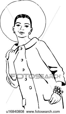 Clip Art - Woman wearing a hat. Fotosearch
