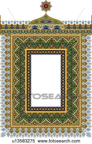 Yellow, blue, gold and orange vertical rectangle Arabesque Design with copy space View Large Clip Art Graphic Clipart - Yellow, blue, gold and orange vertical rectangle Arabesque Design with copy space. Fotosearch