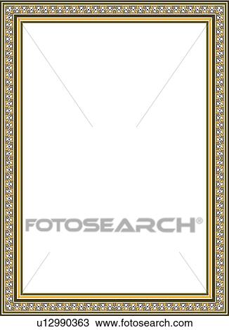 Yellow, brown and green flower arabesque Border View Large Clip Art Graphic Clipart - Yellow, brown and green flower arabesque Border. Fotosearch