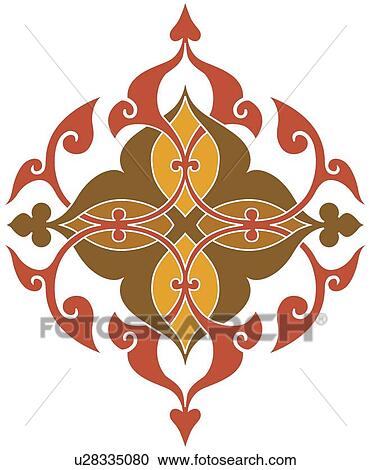 Clipart - Yellow brown and red fancy design . Fotosearch