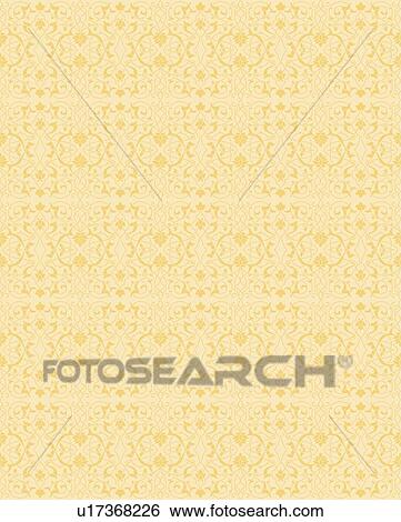 Clip Art - Yellow cream fancy background pattern. Fotosearch