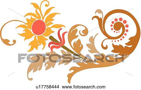 Clipart - Yellow flower with brown leaves . Fotosearch