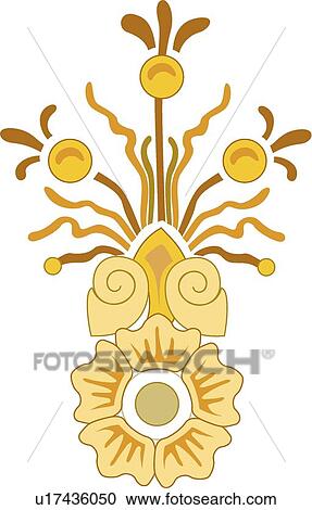 Clipart - Yellow flowers with brown lines . Fotosearch