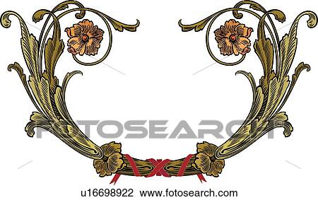 Yellow, green and brown Banner with red ribbon View Large Clip Art Graphic Clipart - Yellow, green and brown Banner with red ribbon. Fotosearch