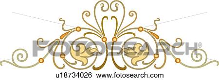 Clip Art - Yellow, green and brown Design Ornament. Fotosearch