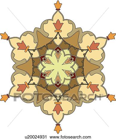 Clipart - Yellow, orange and brown Arabesque Design. Fotosearch