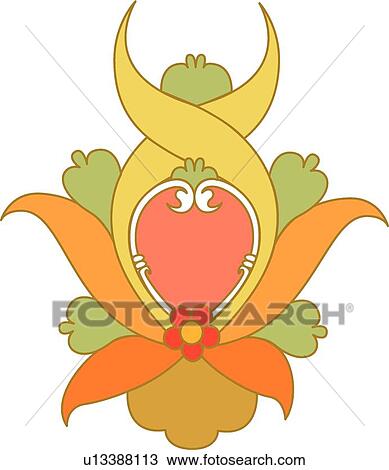 Yellow, Orange and Green Arabesque Design View Large Clip Art Graphic Clipart - Yellow, Orange and Green Arabesque Design. Fotosearch