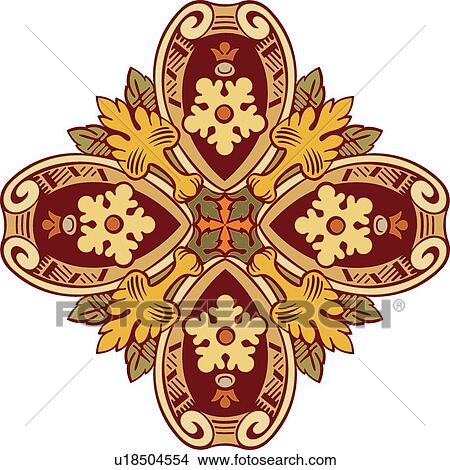 Yellow, Orange and Green Design Ornament View Large Clip Art Graphic Clipart - Yellow, Orange and Green Design Ornament. Fotosearch