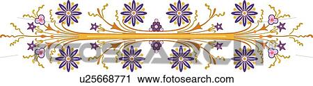 Clipart - Yellow, orange and purple flower Design Ornament. Fotosearch