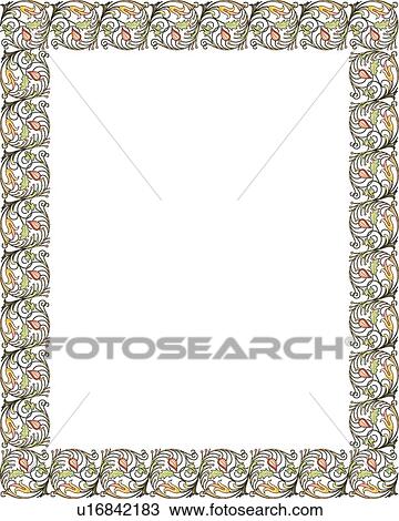 Clipart - Yellow, red and green leaf victorian Border. Fotosearch