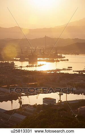 Aerial view of La Spezia and harbor View Large Photo Image Stock Image - Aerial view of La Spezia and harbor. Fotosearch