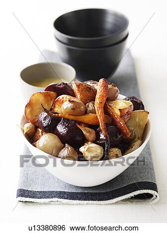 Stock Photograph - Bowl of roasted vegetable salad. Fotosearch