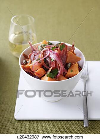Bowl of sweet potato salad View Large Photo Image Stock Photo - Bowl of sweet potato salad. Fotosearch