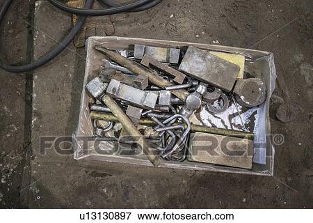 Box of tools in metal foundry View Large Photo Image Stock Photo - Box of tools in metal foundry. Fotosearch